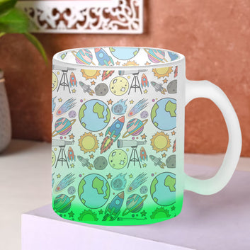 Chillaao Astronaut Pattern Green Glass Mug