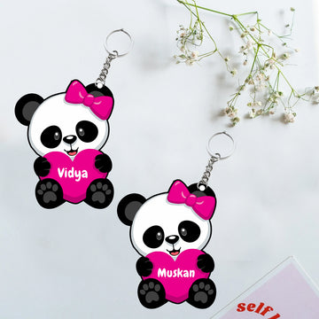 Chillaao MDF Panda keychain ( Set Of 2 )