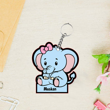 Chillaao MDF Cute Elephant   keychain ( Set Of 2 )