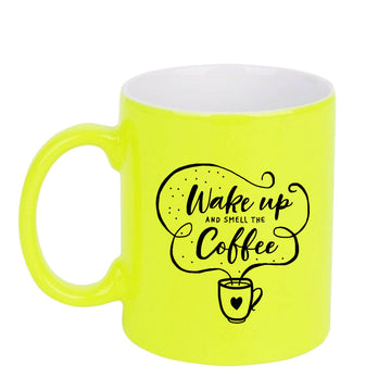 Chillaao Wake up and smell the coffee neon Yellow  mug