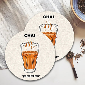 Chillaao Chai Har Dard Ki Dawa Round Coaster ( Set Of 4)