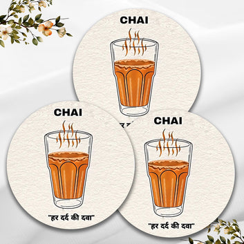 Chillaao Chai Har Dard Ki Dawa Round Coaster ( Set Of 4)