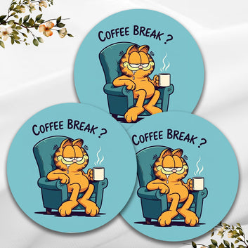Chillaao Coffee Break Round Coaster (Set Of 4 )