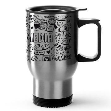 Social Media Silver Tavel Mug 470ml