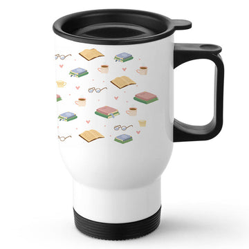 Scholars Pattern White Travel Mug 470ml