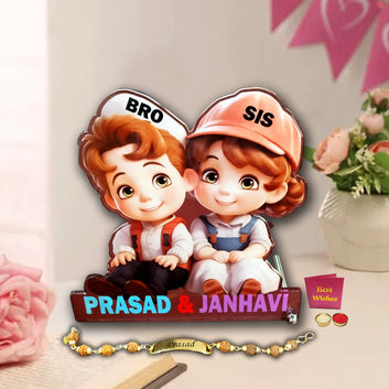 Chillaao Acrylic  Cartoon caricature With  Personalized Name For Brothers & Sister - 03