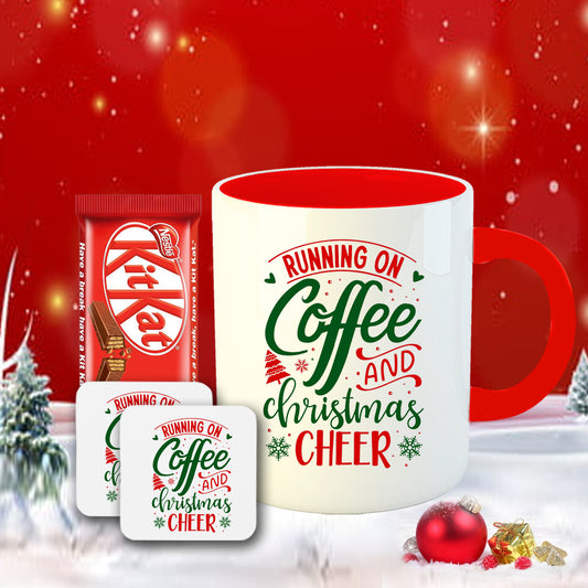 Chillaao Coffee and Christmas Cheer Coffee Mug With Coaster