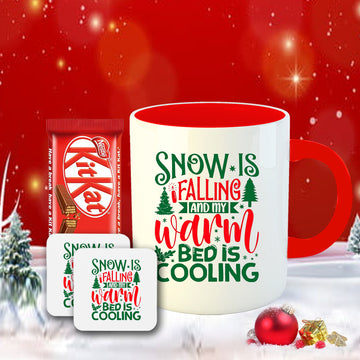 Chillaao Snow is falling  Coffee Mug With Coaster