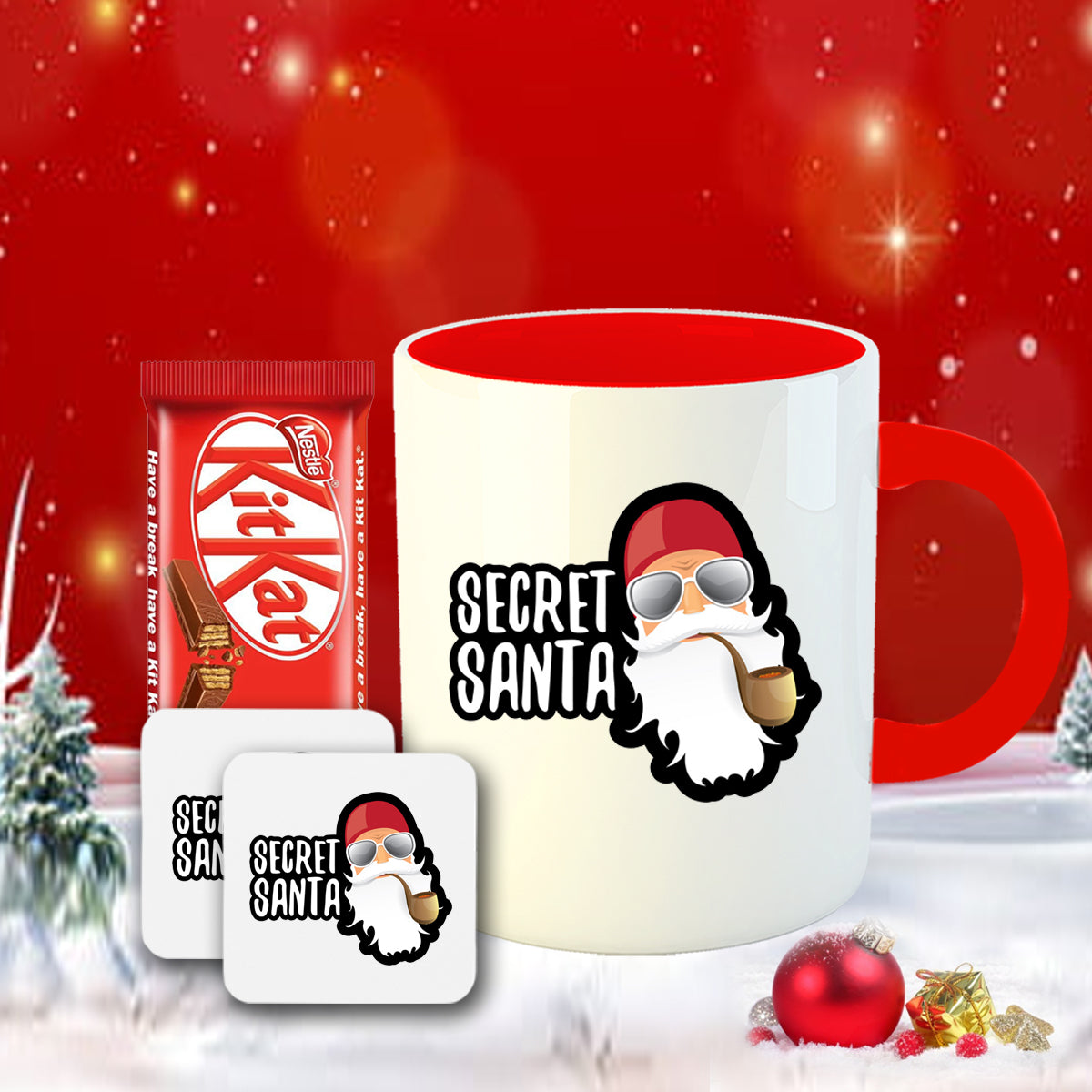 Chillaao Secret Santa  Coffee Mug With Coaster