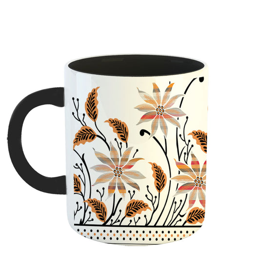 Chillaao Flower Pattern Inner Color Black Mug