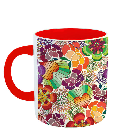 Chillaao colourful flower pattern  art  red Mug