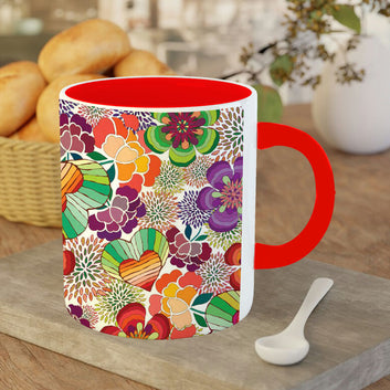Chillaao colourful flower pattern  art  red Mug