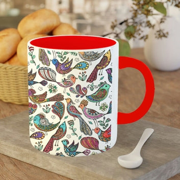 Chillaao chidiya design pattern art  red Mug
