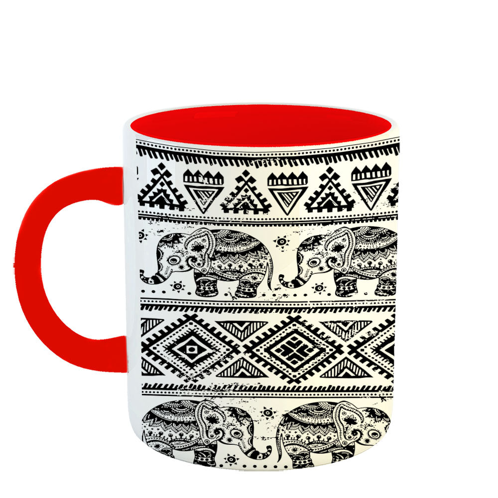 Chillaao elephant mandala art  red Mug