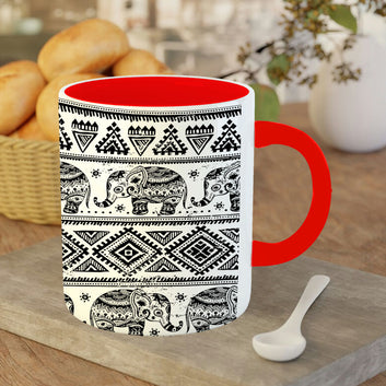 Chillaao elephant mandala art  red Mug