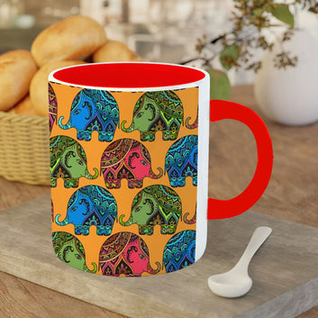 Chillaao elephant fusion pattern red Mug