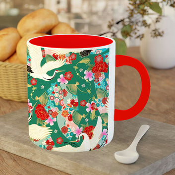 Chillaao swan and flowers red Mug
