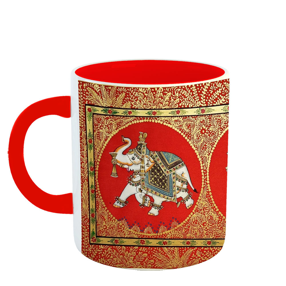 Chillaao designer elephant and horse  red Mug