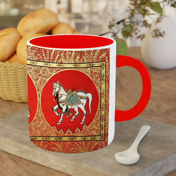 Chillaao designer elephant and horse  red Mug