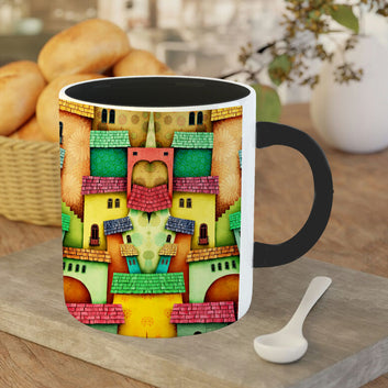 Chillaao colourful old makan  3 Tone black Mug