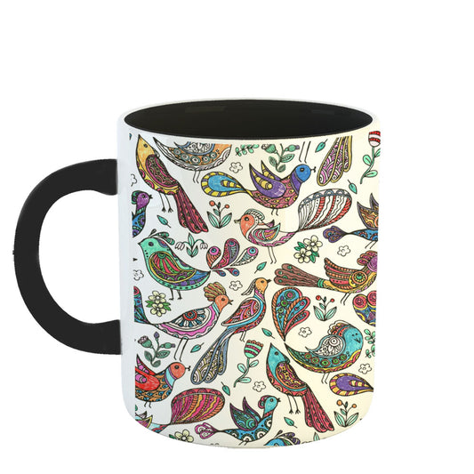 Chillaao chidiya design pattern art 3 Tone black Mug