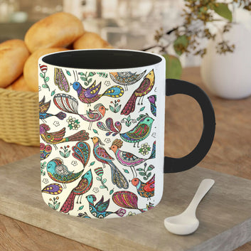 Chillaao chidiya design pattern art 3 Tone black Mug