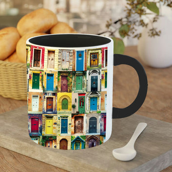 Chillaao colourful Darvaja 3 Tone  black Mug