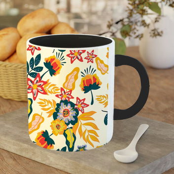 Chillaao Handpainted chitra 3 Tone  black Mug