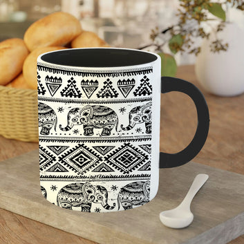 Chillaao elephant mandala art 3 Tone black Mug