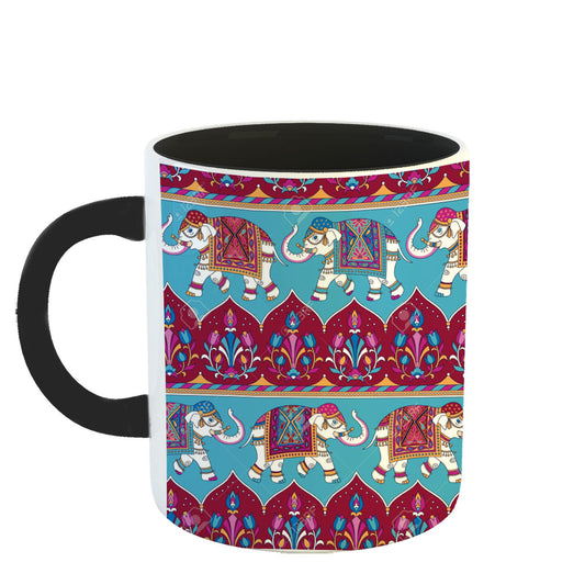 Chillaao Hathi printed design 3 tone black Mug