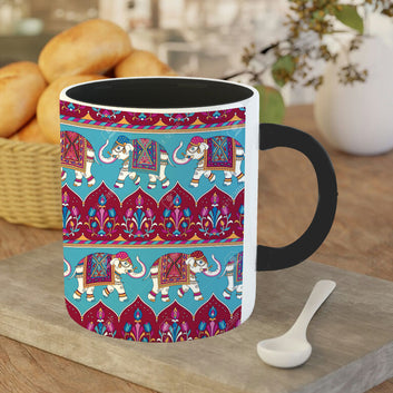 Chillaao Hathi printed design 3 tone black Mug