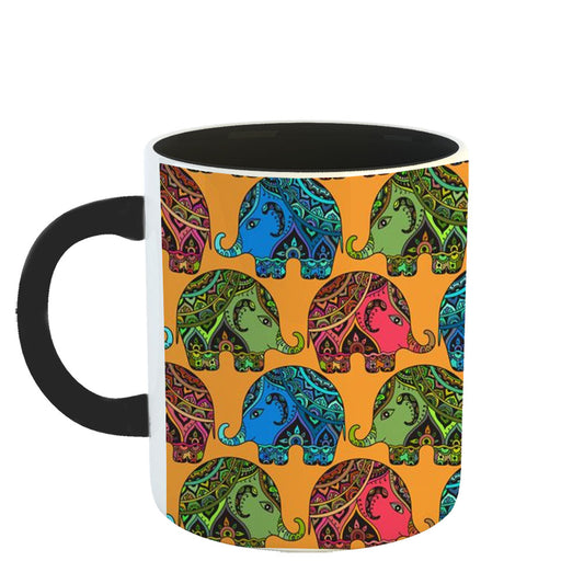 Chillaao elephant fusion pattern 3 Tone  black Mug