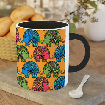 Chillaao elephant fusion pattern 3 Tone  black Mug