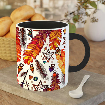 Chillaao colourful pankh  3 Tone black Mug