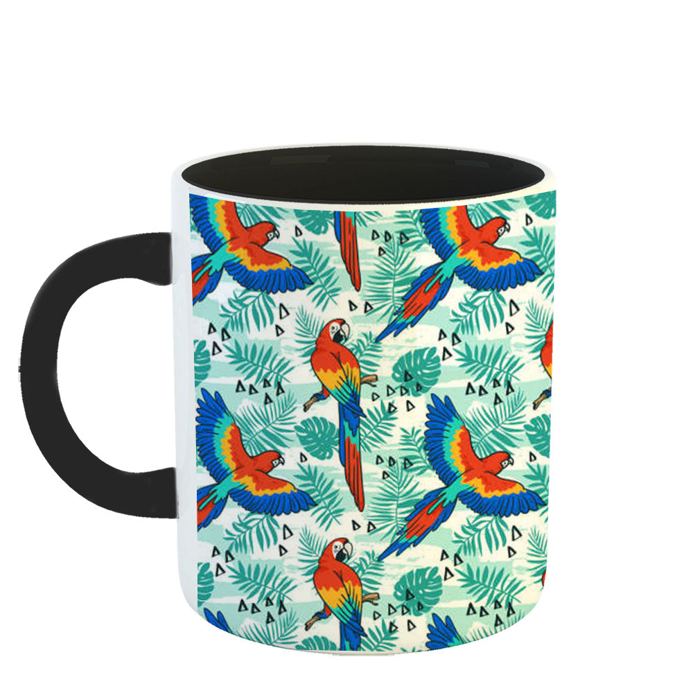 Chillaao dazzling Parrot 3 Tone black Mug