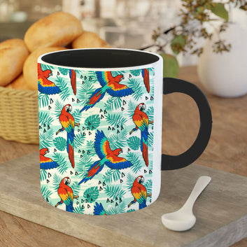 Chillaao dazzling Parrot 3 Tone black Mug