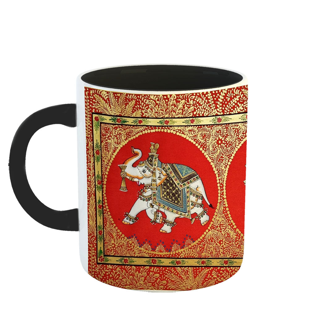 Chillaao designer elephant and horse  3 Tone black Mug