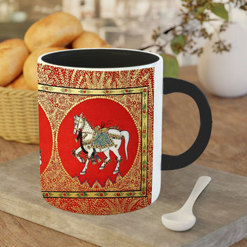 Chillaao designer elephant and horse  3 Tone black Mug