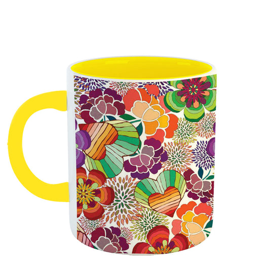 Chillaao colourful flower pattern  art  Yellow Mug