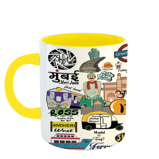 Chillaao mumbai meri jaan art  Yellow Mug
