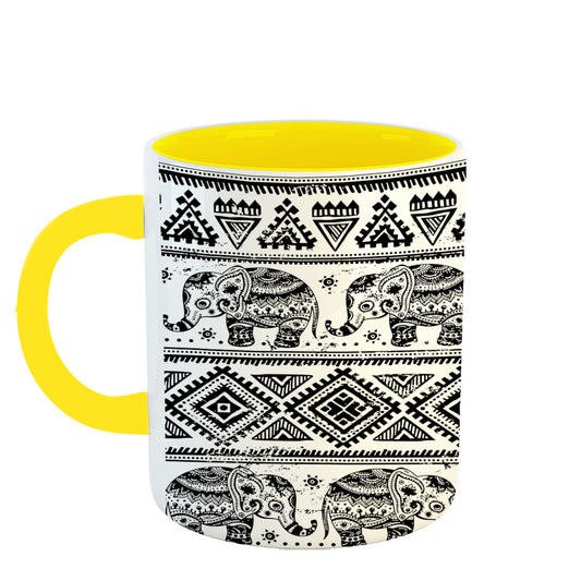 Chillaao elephant mandala art  Yellow Mug