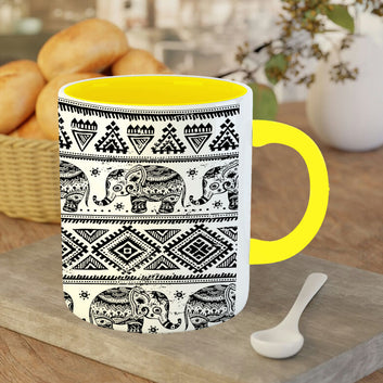 Chillaao elephant mandala art  Yellow Mug