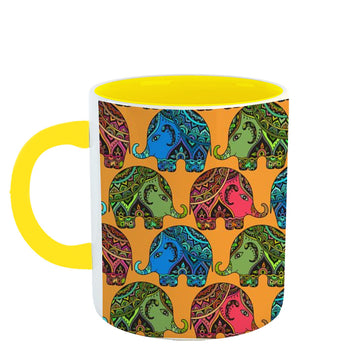 Chillaao elephant fusion pattern Yellow Mug