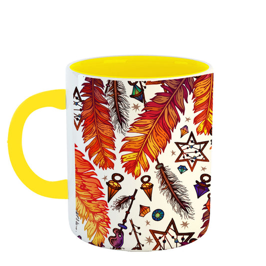 Chillaao colourful pankh Yellow Mug