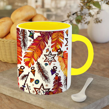 Chillaao colourful pankh Yellow Mug