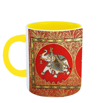 Chillaao designer elephant and horse  Yellow Mug