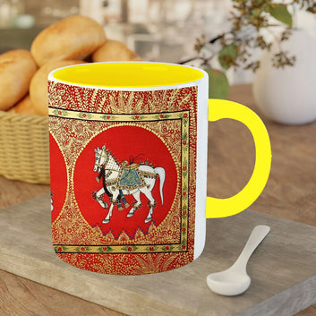 Chillaao designer elephant and horse  Yellow Mug