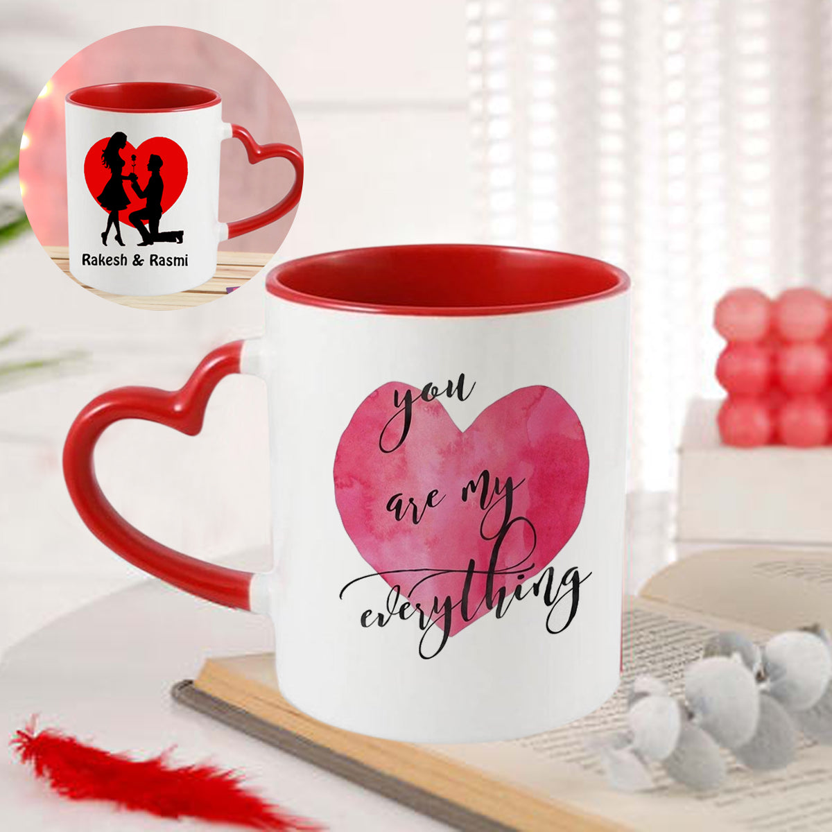 Chillaao Personalized Heart Handle Mug