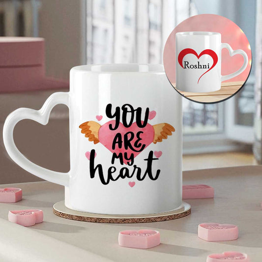 Chillaao Personalized You are My Heart Heart Handle White Mug