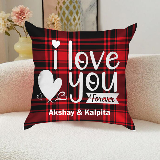 Chillaao Personalized I love You Checks Stain Pillow